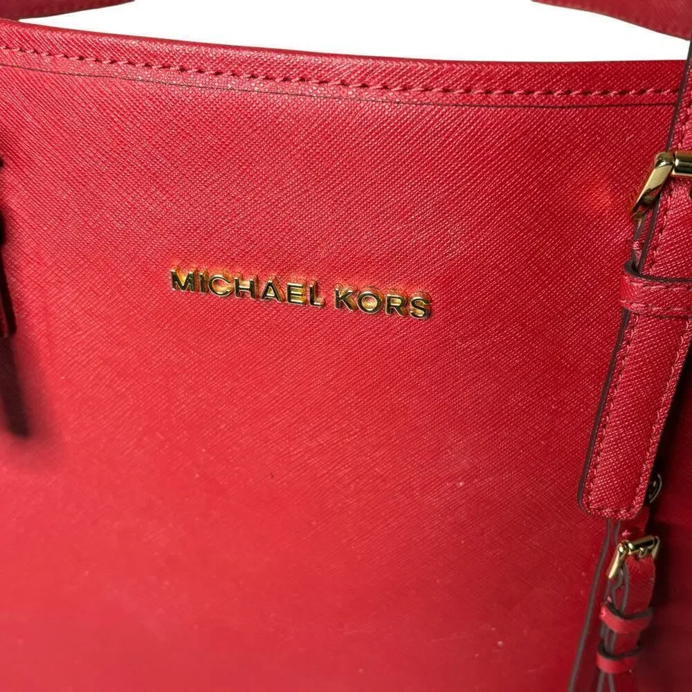Michael Kors Jet Set Large Tote Bag Saffiano Leather Red